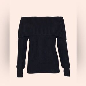 Pearl by Lela Rose Off The Shoulder Black Knit Sweater Size XL